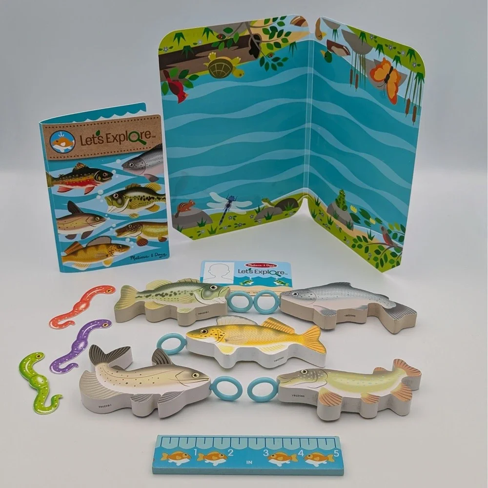 Melissa & Doug Let's Explore Fishing Play Set Tackle Box Rods Fish Magnetic